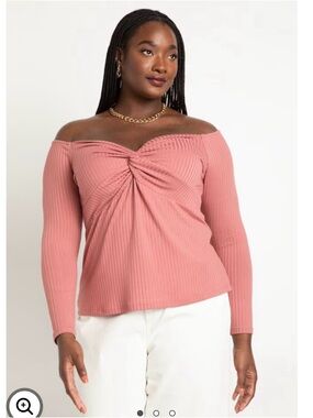 NEVER WORN Eloquii Twist Off the Shoulder Knit Top in Mesa Rose